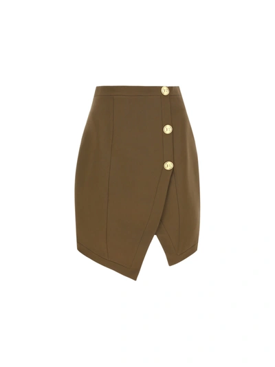 Shop Balmain Skirt In Taupe