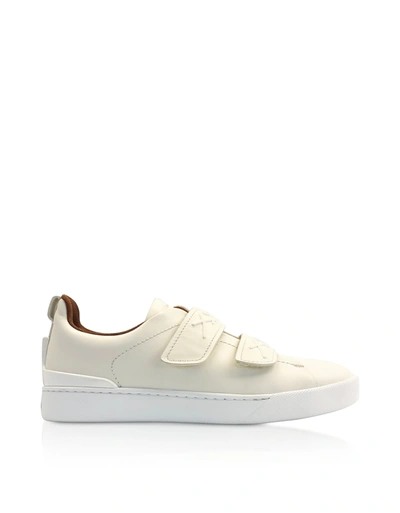 Shop Ermenegildo Zegna White Leather Low-top Sneakers