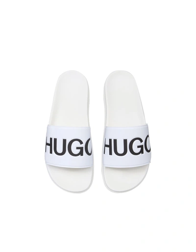 Shop Hugo Boss Slide Match Sandals In White