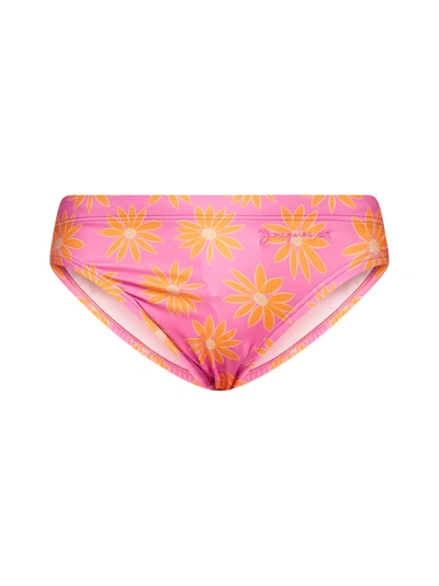 Shop Jacquemus Swimwear In Print Orange Pink Flowers
