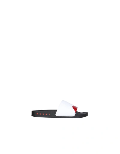 Shop Marni Slide Sandals In White