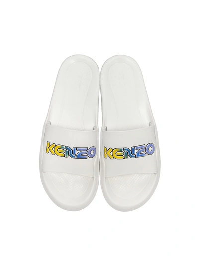 Shop Kenzo White  Logo Pool Mules