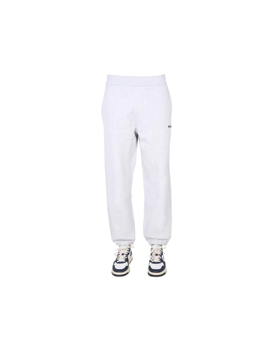 Shop Msgm Jogging Pants With Logo In Gray