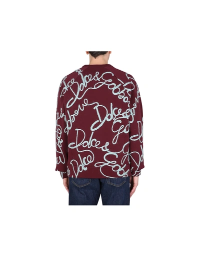 Shop Dolce & Gabbana Embroidered Sweatshirt In Bordeaux