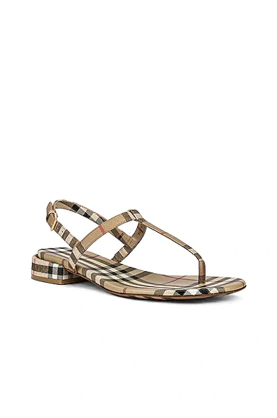 Shop Burberry Emily Check Sandals In Archive Beige Ip Check
