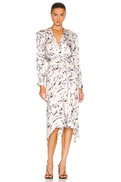 Iro Abstract-print Draped-detail Dress In Beige Multico | ModeSens