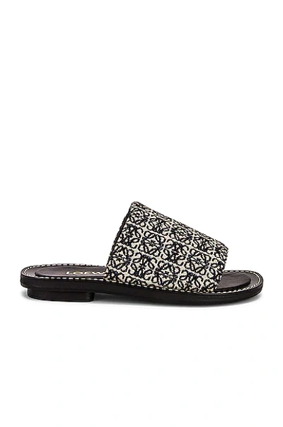 Shop Loewe Anagram Jacquard Slide In Navy & Black