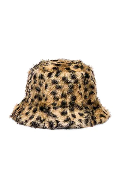 Shop Stand Studio Wera Faux Fur Bucket Hat In Leo