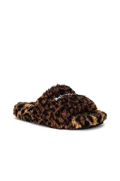 Shop Balenciaga Furry Slides In Leopard