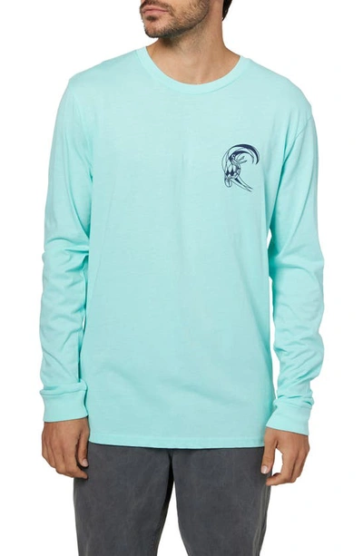 Shop O'neill Tradition Long Sleeve Cotton Graphic Tee In Mint