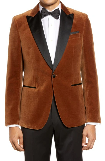 Hugo Boss Huge Slim Fit Velvet Tuxedo Jacket In Medium Brown | ModeSens