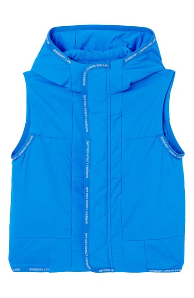 Shop Burberry Kids' Perry Hooded Vest In Canvas Blue