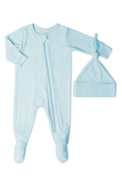 Shop Baby Grey By Everly Grey Seahorse Print Footie & Hat Set In Whispering Blue