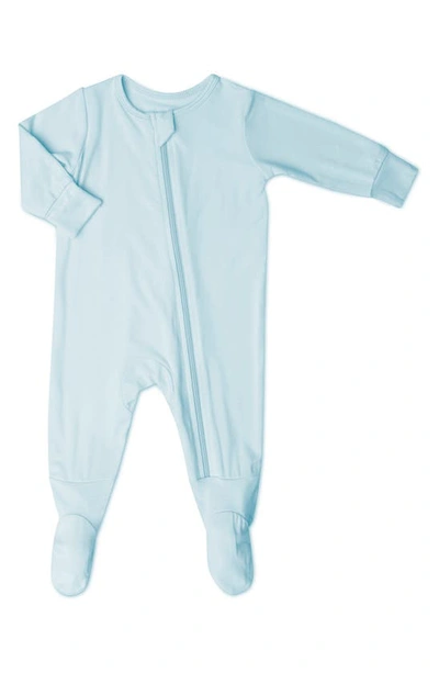 Shop Baby Grey By Everly Grey Print Footie In Whispering Blue