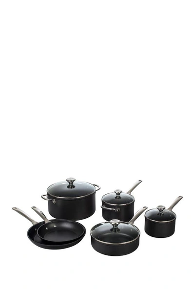 Shop Le Creuset 10-piece Toughened Nonstick Pro Cookware Set In Black