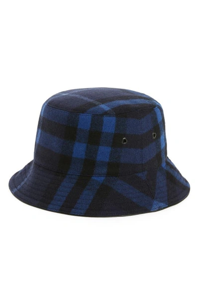 Shop Burberry Check Wool & Cashmere Bucket Hat In Ink Blue Ip Chk
