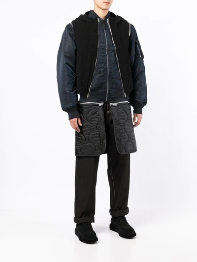 Shop Undercover Zip-up Padded Layered Coat In Black