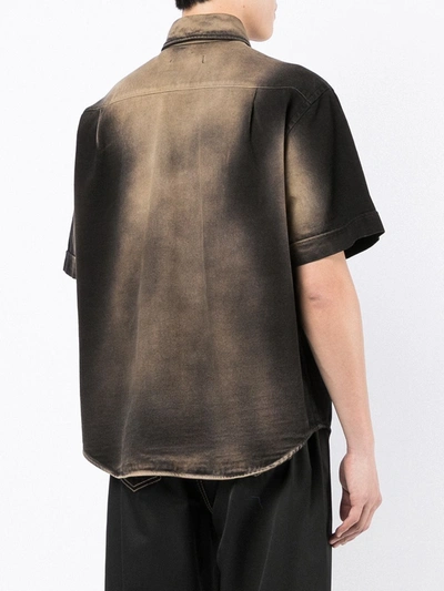 Roberto Cavalli Logo-patch Faded-print Shirt In Brown