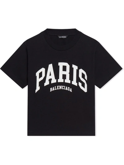 Shop Balenciaga Paris-print Logo T-shirt In Black