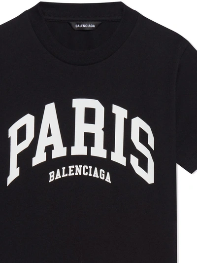 Shop Balenciaga Paris-print Logo T-shirt In Black