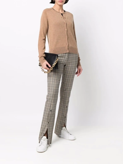 Max & Moi Crew-neck Cashmere Cardigan In Brown