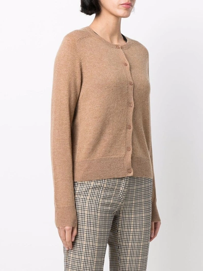 Max & Moi Crew-neck Cashmere Cardigan In Brown