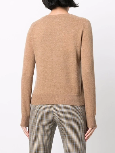 Max & Moi Crew-neck Cashmere Cardigan In Brown