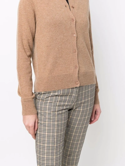 Max & Moi Crew-neck Cashmere Cardigan In Brown
