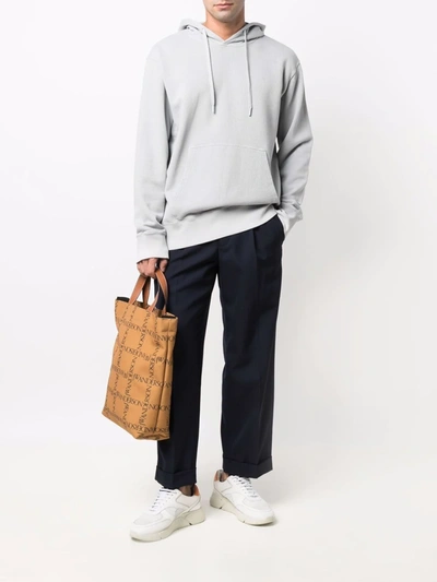 Folk Drawstring Pullover Hoodie In Blue