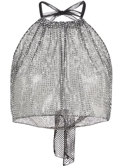 Shop Prada Crystal-embellished Halterneck Top In Silver