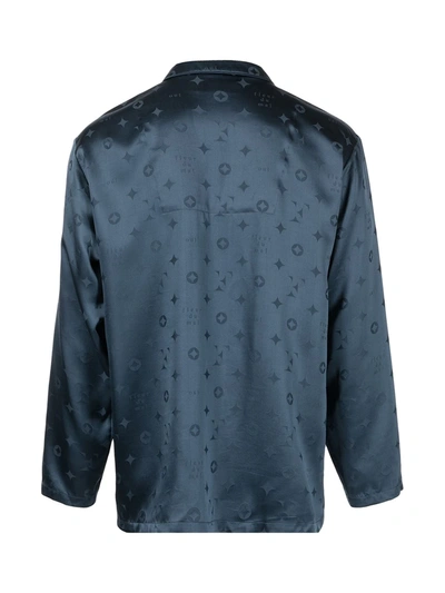 Fleur Du Mal Jacquard Silk Pyjama Top In Blue
