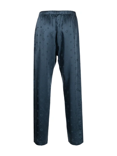 Fleur Du Mal Jacquard Silk Pyjama Bottoms In Blue