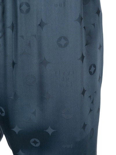 Fleur Du Mal Jacquard Silk Pyjama Bottoms In Blue