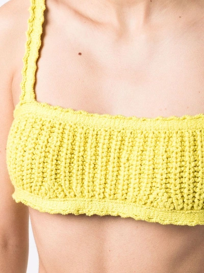 Shop Alanui Caribbean Vibes Knitted Bra In Yellow