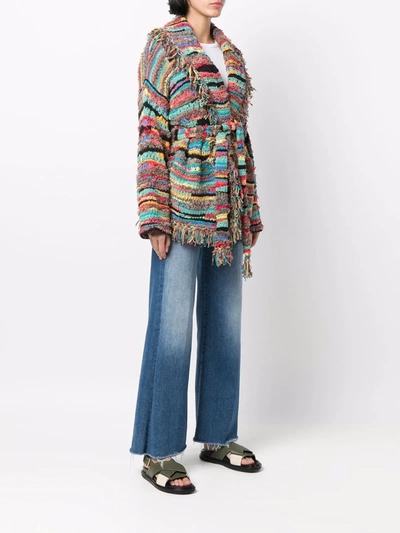 Shop Alanui Over The Rainbow Icon Cardigan In Brown