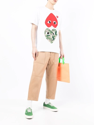 Shop Comme Des Garçons Heart Print T-shirt In White