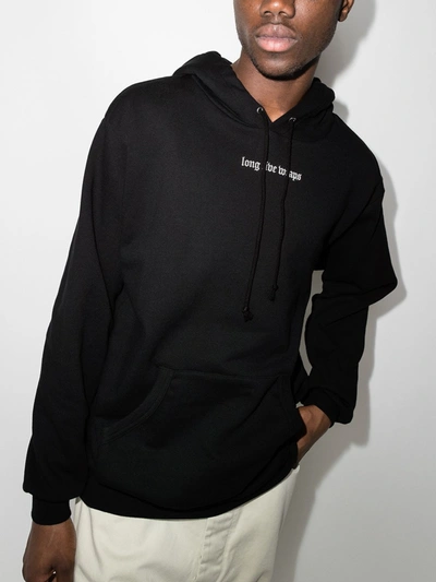 Llw Slogan Print Cotton Hoodie In Black