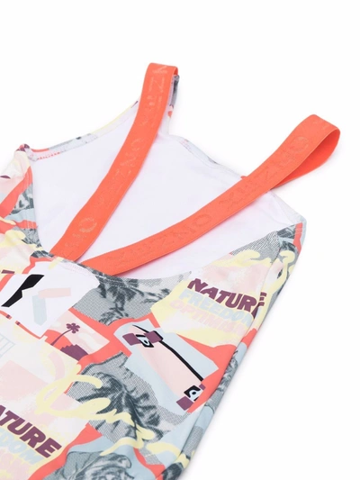 Kenzo Teen Graphic Print Swimsuit In Orange