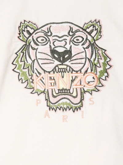 Shop Kenzo Embroidered Tiger Head T-shirt Dress In Neutrals