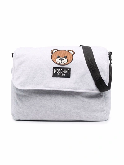 Shop Moschino Toy Bear Patch Changing Bag In Grey