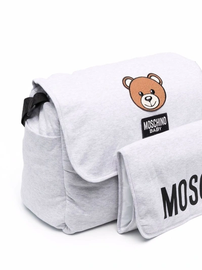 Shop Moschino Toy Bear Patch Changing Bag In Grey