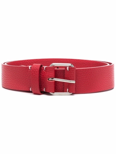 Shop P.a.r.o.s.h Buckled Leather Belt In Red