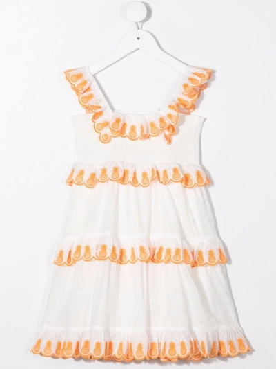 Shop Zimmermann Tropicana Scallop Tiered Dress In White