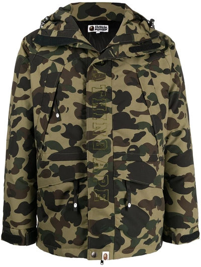 Shop A Bathing Ape Camouflage-print Hooded Jacket In Green