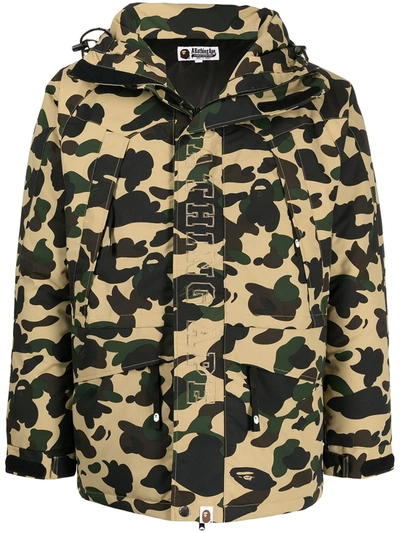 Shop A Bathing Ape Camouflage-print Hooded Jacket In Green