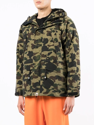 Shop A Bathing Ape Camouflage-print Hooded Jacket In Green