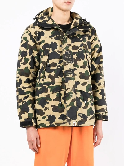 Shop A Bathing Ape Camouflage-print Hooded Jacket In Green