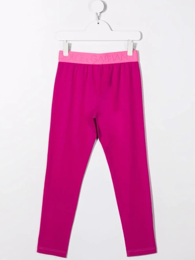 Shop Dolce & Gabbana Waistband-logo Straight Trousers In Pink