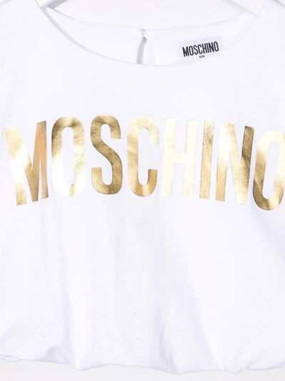 Shop Moschino Logo-print Cropped T-shirt In White