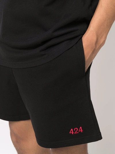 Shop 424 Embroidered-logo Track Shorts In Black